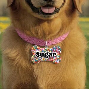 Sprinkles Bone Custom Resin Dog Tag – Handmade